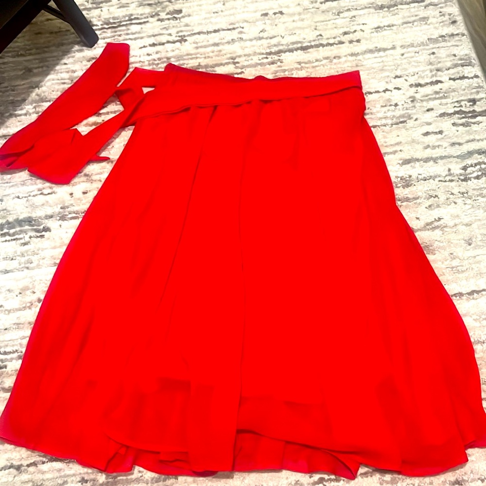 Red midi skirt